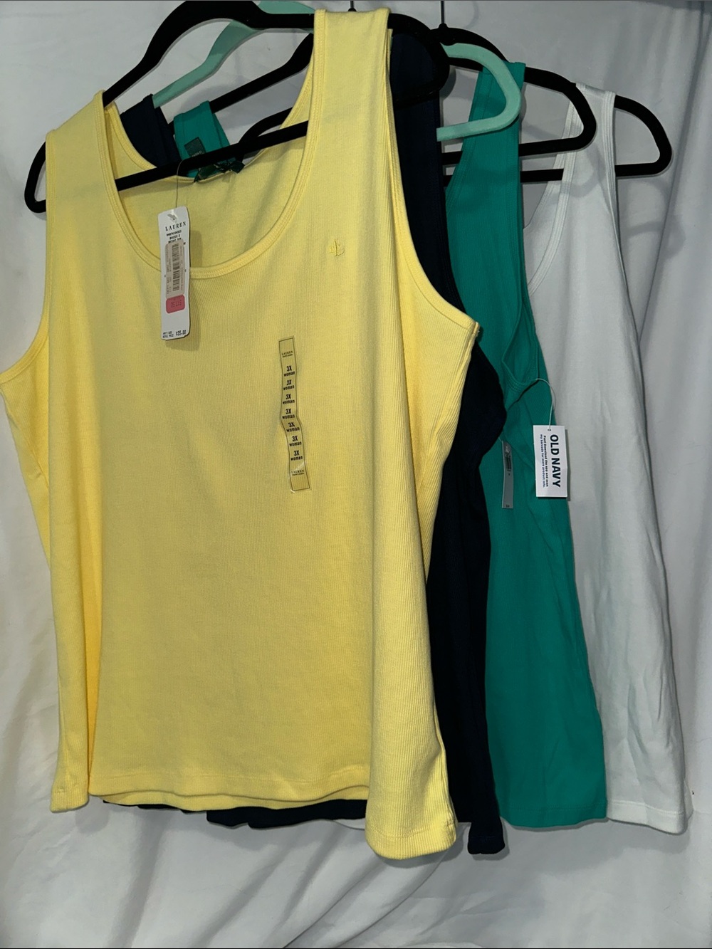 3 Old Navy and 1 Lauren Ralph Lauren Women’s Sleeveless Tank Top - Yellow, Navy